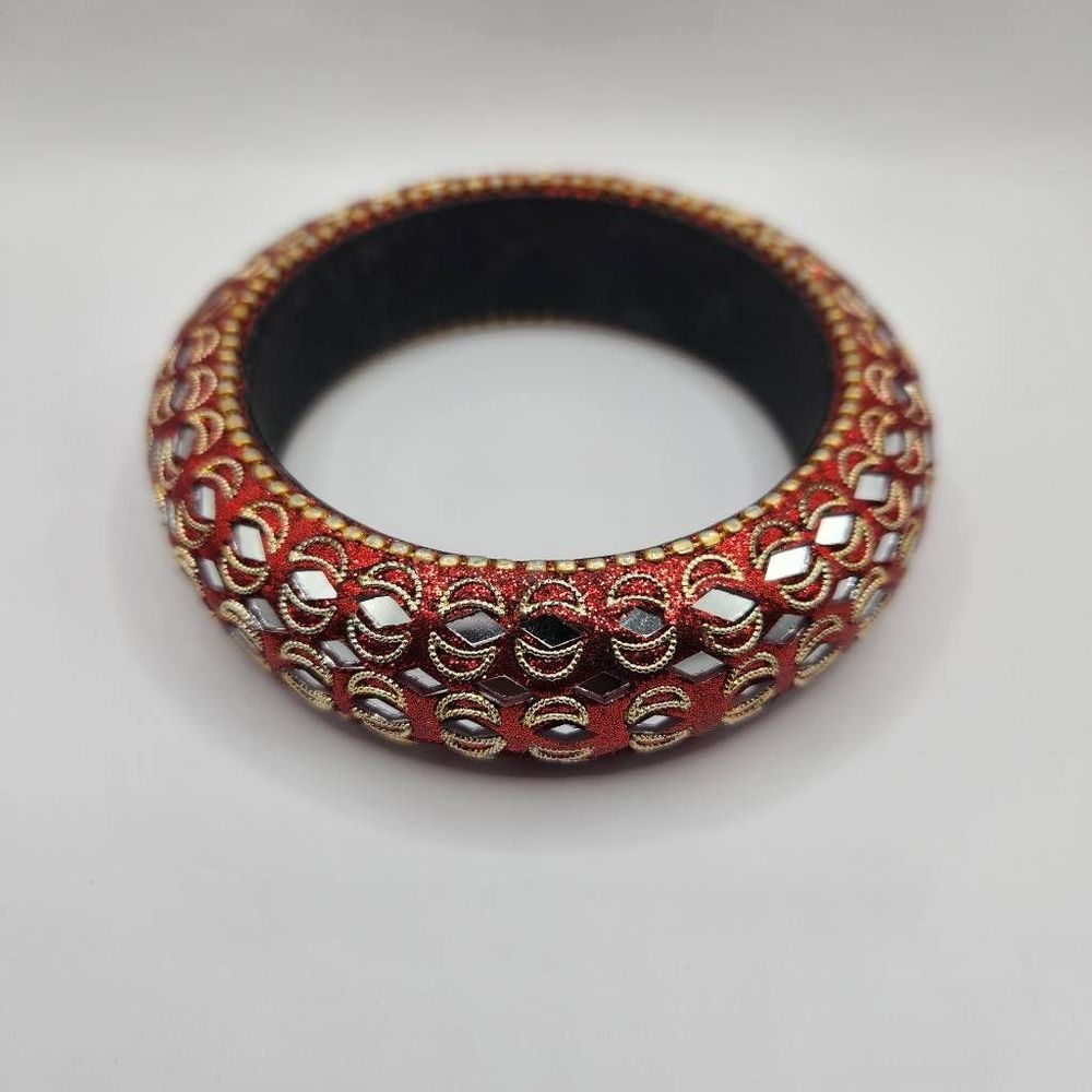 Red Indian Boutique with Glass Cutouts Bangle Bracelet